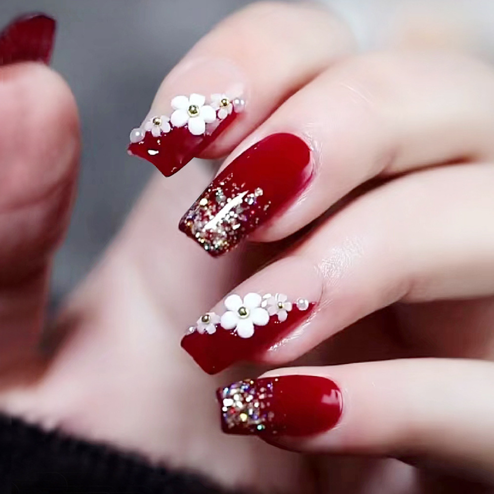 Pressed Flower Art - 24 pièces rouge brillant presse sur