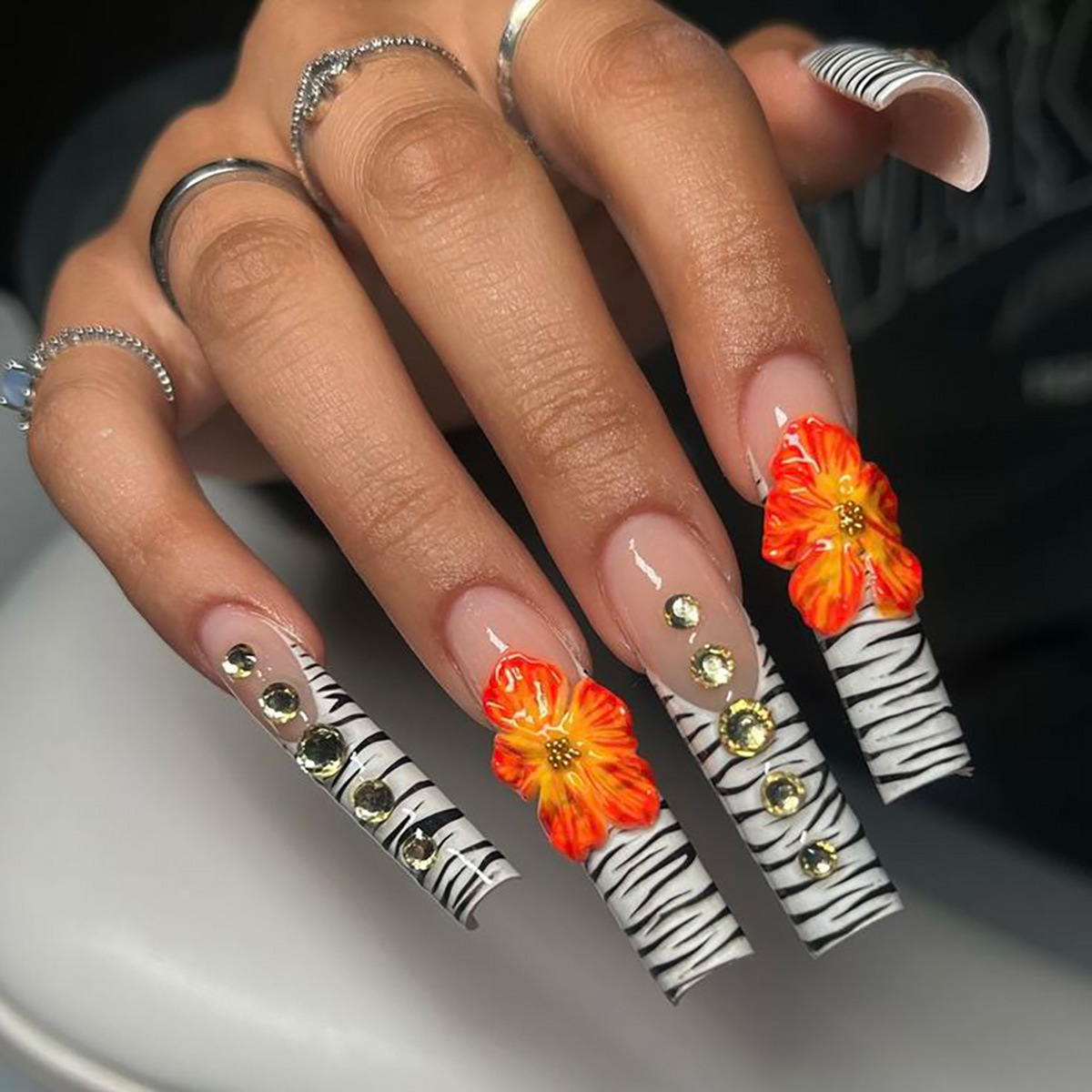 Pressed Flower Art - 24 pièces fleur presse sur ongles