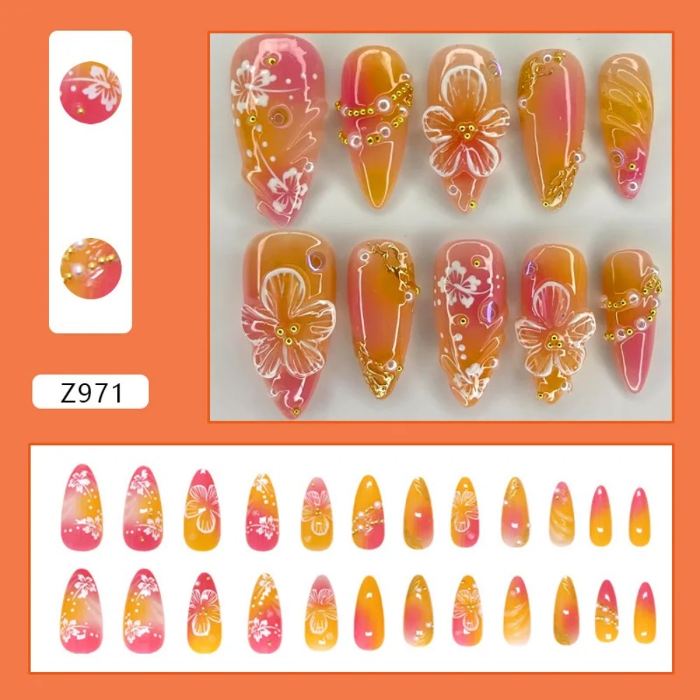 24 faux ongles en amande rose  - Pressed Flower Art avis et prix